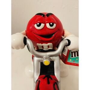 Vintage M&Ms‎ Motorcycle Rider Ceramic Candy Dish Red Biker Flames Collectable